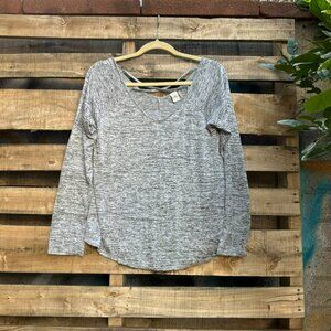 Paper Crane Gray V-Neck Long Sleeve Top